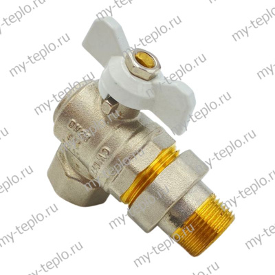Кран шаровый угловой с американкой 3/4